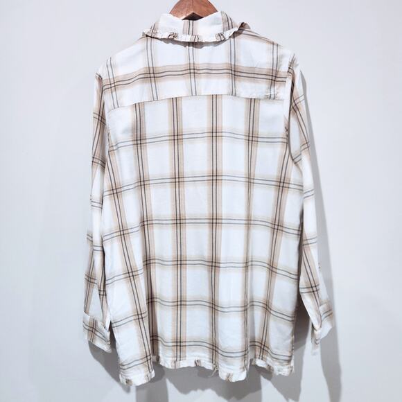 Soft Surroundings Beige Plaid Button Up Night Devine Pajama Top Size Large - Picture 5 of 10